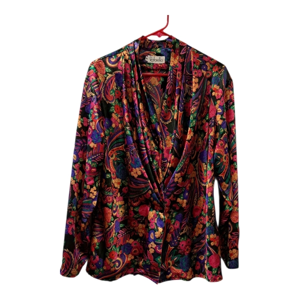 Rafaella floral wrap top blouse casual contemporary size 16